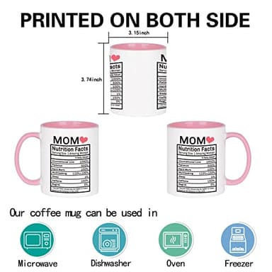 WENSSY Mom Nutrition Facts Mug - Birthday and Mother's Day Gift from Daughter or Son - 11 Ounce With Gift Box Pink - Image 6