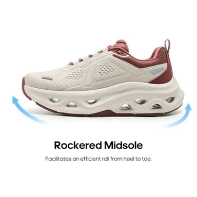 NORTIV 8 Women's Comfortable Walking Shoes Running Tennis MovePropel Athletic Gym Workout Jogging Fashion Sneakers,Size 11,Beige/Burgundy,SNWS247W - Image 4