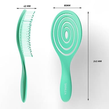 SHINLEA Hair Brush, Detangle Anti Tangle Brush, Spiral Hairbrush for Wet & Dry Hair, Women, Men, Kids, Glide Through Tangles For All Hair Types, Green - Image 7