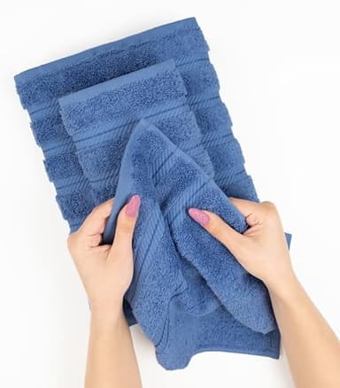 American Soft Linen Luxury 6 Piece Towel Set, 2 Bath Towels 2 Hand Towel 2 Washcloths, 600 GSM 100% Cotton Turkish Towels for Bathroom, Electric Blue Towel Sets - Image 6