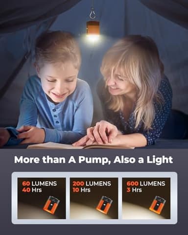 ETENWOLF AIR 3 Air Pump for Inflatables with 2600 mAh Battery & Camping Light, Ultra-Fast and Mini Electric Air Pump, Inflate Deflate for Air Mattress, Pool Floats, Vacuum Storage Bags, Vivid Orange - Image 5