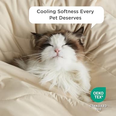 Bedsure Premium Cooling Blanket for Medium Dog - Q-MAX>0.5, Breathable Summer Washable Cold Pet Throw Blanket, Soft Durable Self Cooling Cat Mat for Hot Weather, Gentle Cream, 30x40 - Image 3