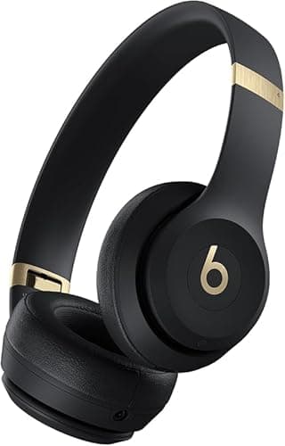 Beats Solo 4 - Wireless Bluetooth On-Ear Headphones, Apple & Android Compatible, Up to 50 Hours of Battery Life - Black & Gold (Renewed Premium) - Image 1