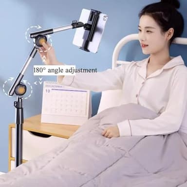 Niumowa Tablet Floor Stand Holder, 360 Degree Rotating with Height Adjustable Stand Compatible with 4.7"-13" Phone/Tablet, Kindle, 63" Phone Stand, Aluminum Alloy, for Bed,Sofa,Desk.Black - Image 4