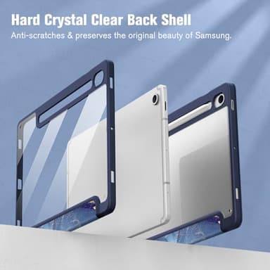 Fintie Hybrid Slim Case for Samsung Galaxy Tab S10 Lite/ S10 FE/ S9 FE 10.9 Inch/Tab S9 11 Inch with S Pen Holder, Shockproof Cover with Clear Transparent Back Shell, Auto Wake/Sleep, Ocean Marble - Image 3