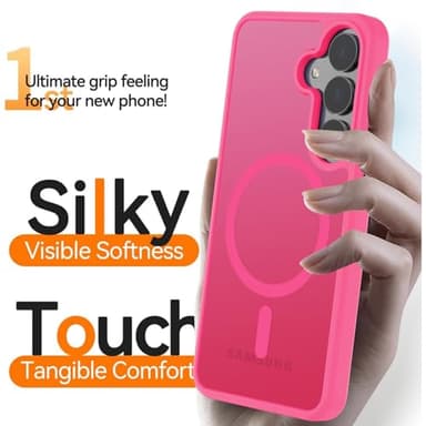 Hualele Magnetic for Samsung Galaxy S24 Plus Case & S25 Plus Case, Compatible with MagSafe, Military Grade Drop Protection Slim Translucent Shockproof with Anti-Fingerprint Phone Case,Rose Red - Image 5