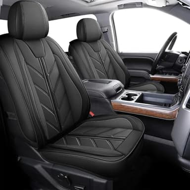 BALLIOL Pickup Seats Covers Compatible with Chevy Silverado 1500 GMC Sierra 2014-2018 Custom Trail Boss High Country LT LTZ Waterproof Faux Leather Seat Covers