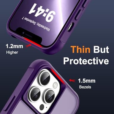SKYLMW Compatible with iPhone 13 Pro Case with Invisible Magnetic O-Ring Stand Military-Grade Translucent Case for iPhone 13 Pro 6.1" [Compatible with Mag-Safe][Great Grip Feeling], Purple - Image 6