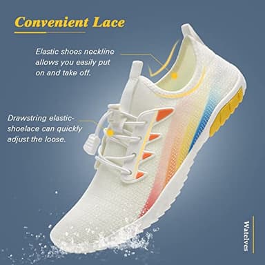 WateLves Water Shoes Men Women Beach Swim Aqua Socks Pool Shoes Quick-Dry Anti-Slip White 6.5 Women/5 Men - Image 7