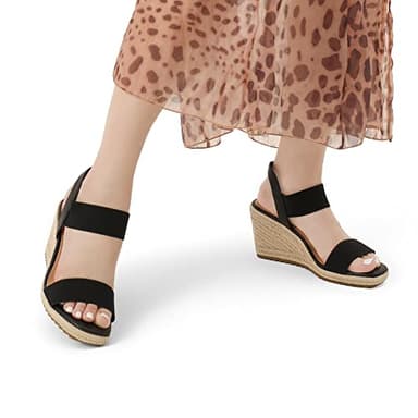 DREAM PAIRS Womens Open Toe Espadrilles Dressy Platform Sandals Slip on Elastic Ankle Strap Wedges Sandals SDPW222W Black Size 8.5 - Image 5