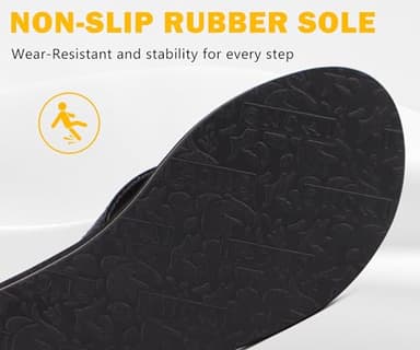 ONCAI Women's Flip Flops Comfortable Summer Beach Thong Sandals for Women 2025 with Cushion Walking Arch Support Yoga Mat Indoor Outdoor Soles Black Size 9 - Image 5