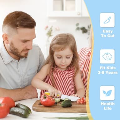 50PCS Toddler Knife Set - Kids Knifes for Real Cooking, Wooden Kids Kitchen Knife Set with Gloves Cutting Board Crinkle Cutters Kid Safe Knives, Toddlers Kitchen Tools - Image 5
