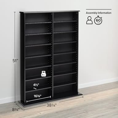 Prepac 2 Column Display Cabinet Media Storage, 38.75" Wide, Black - Image 5