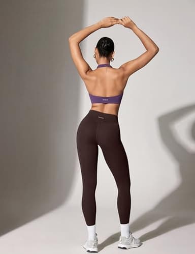 INGIA Womens High Waisted No Front Seam Lounge Yoga Legging 25" Workout Tummy Control Gym Yoga Pants Hot Fudge Brown X-Large - Image 5