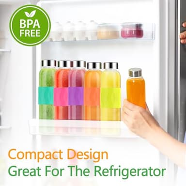 Zukro Glass Water Bottles with Lids & Silicone Grip Sleeve 18 oz, 10 Pack Reusable 100% Leak Proof Juice Bottles With Stainless Steel Cap for Juicing, Smoothie Drinking Jar, Fridge & Dishwasher Safe - Image 8