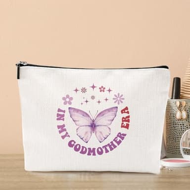 VICBOU Cute Butterfly Gifts for Women Godmother Mothers Day Makeup Bag Godmother Proposal Gift Godmother Gifts Butterfly Cosmetic Bag for Women New Mom Mommy Mama Friend Sister Christmas Birthday - Image 5