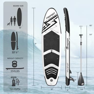 FBSPORT 11' Premium Inflatable Stand Up Paddle Board, Yoga Board with Durable SUP Accessories & Carry Bag | Wide Stance, Surf Control, Non-Slip Deck, Leash, Paddle and Pump for Youth & Adult - Image 2