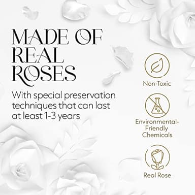 GLAMOUR BOUTIQUE Eternal Preserved Roses in a Box - Flowers Forever, Rose Forever in a Box for Wife, Birthday Gifts for Her, Single Rose, White - Image 2