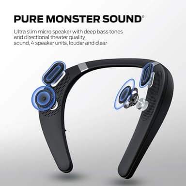 Monster Boomerang Neckband Bluetooth Speaker - Wireless Wearable Speaker with 12H Playtime, IPX7 Waterproof, True 3D Stereo Sound for Home, Sport, Outdoor - Black - Image 2