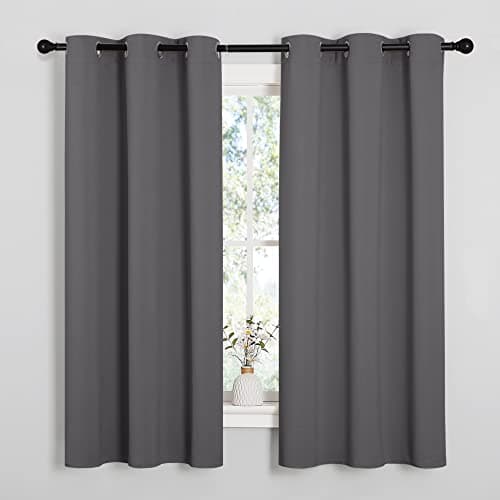 NICETOWN Thermal Insulated Grommet Blackout Curtains for Bedroom (2 Panels, W42 x L63 -Inch, Grey) - Image 1