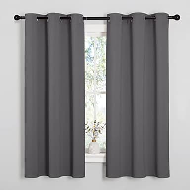 NICETOWN Thermal Insulated Grommet Blackout Curtains for Bedroom (2 Panels, W42 x L63 -Inch, Grey) - Image 1