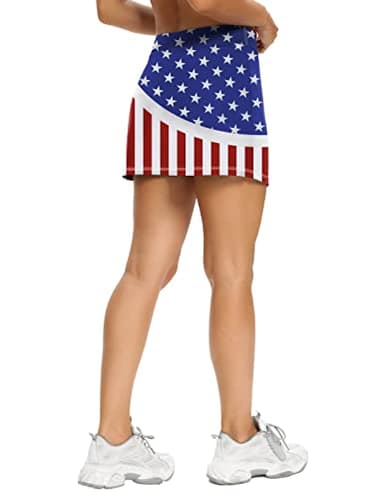 LouKeith Tennis Skirts for Women Golf Athletic Activewear Skorts Mini Summer Workout Running Shorts with Pockets USA Flag M - Image 5