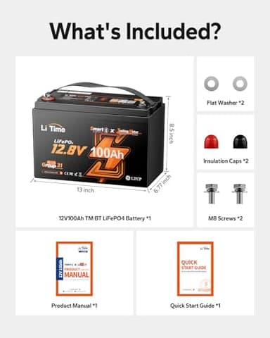 Litime 12V 100Ah Trolling Motors LiFePO4 Battery (Group 31), 12 Volt Bluetooth Lithium Batteries, Max. 15000 Deep Cycles, 100A BMS, Low-Temp Protection for Marine, Boat, Yacht, RV, Solar (2-Pack) - Image 7