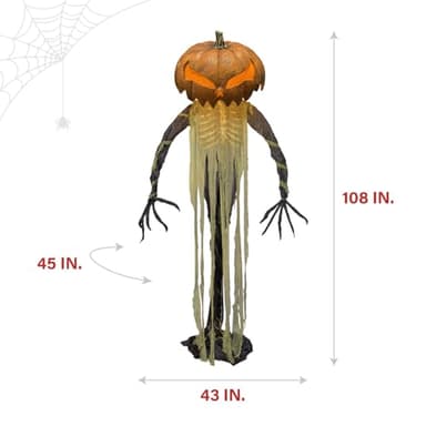 Haunted Hill Farm Pumpkin Sentinel by Tekky, Battery-Operated, Motion and Sound Activated Animatronic with Sound Effects and Lights for Indoor or Covered Outdoor Creepy Halloween Decoration - Image 4