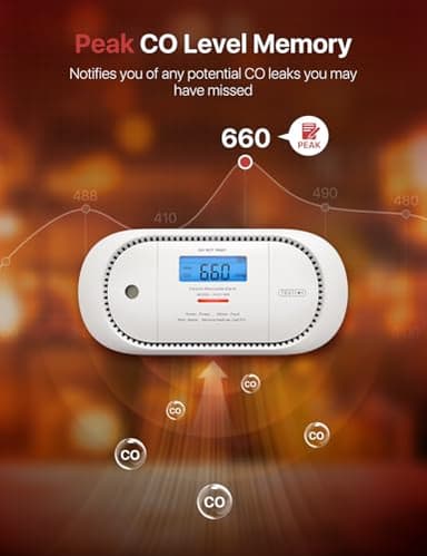 X-Sense Wireless Interconnected Carbon Monoxide Detector, Replaceable Battery Powered CO Alarm with Digital Display and Peak Value Memory, XC01-WR, Pack of 2 - Image 7