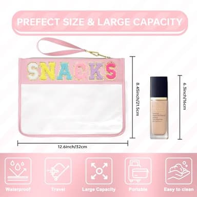 Siwara Snack Bags Clear Pouch for Travel Bag Nylon Clear Cosmetic Bag Makeup Waterproof Bag Portable Glitter Snacks Makeup Beach Pouch Toiletry Bags for Women Girls - Image 2
