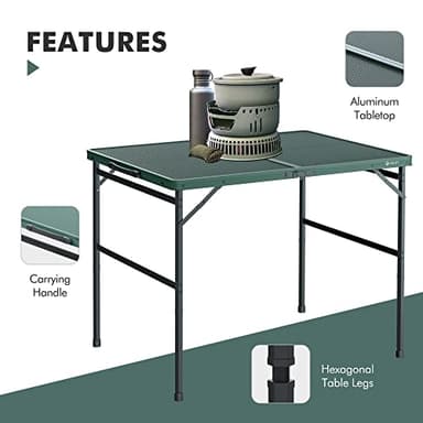VILLEY Grill Table, 3ft Folding Camping Table with Aluminum Adjustable Legs, Portable Lightweight Camp Table for Beach Picnics and Outdoor Cooking - Image 5