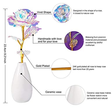 Fake Flowers Birthday Gifts for Women-Artificial Rose Flowers with Ceramic Vase, Gifts for Mom Grandma Wife Girlfriend Sister on Christmas Anniversary Thanksgiving Wedding Valentines Mothers Day - Image 2