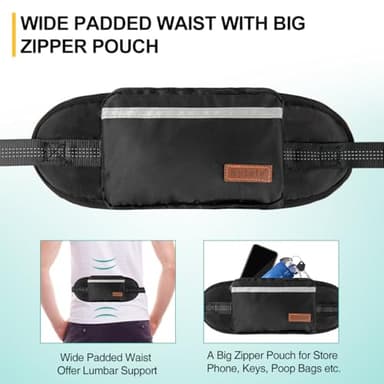 Kytely Hands Free Dog Leash with Zipper Pouch, Wide Padded Waist Dog Running Leash, Dual Padded Handles, Retractable Bungee for Walking Jogging Training Hiking - Image 2