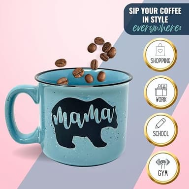 Mama Bear Ceramic Coffee Mug for Mom, Wife, Women – Unique Teal Ceramic Mug – Fun Gifts for Her on Mother’s Day, Birthday, or Christmas – Cute Coffee Cup for Moms, Wives, and Coffee-Loving Women - Image 6