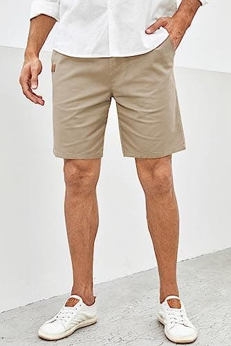 JMIERR Mens Casual Shorts - Cotton Drawstring Summer Beach Stretch Waist Twill Chino Dress Golf Travel Essentials Shorts with Pockets Short Pants for Men 7 Inch Inseam, S, S2 Brown 2 - Image 6