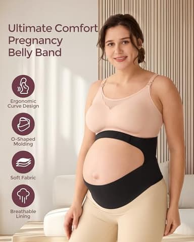 Momcozy Pregnancy Belly Band, CozySupport Ergonest Maternity Belly Band, Invisible Pregnancy Belt for Back, Abdomen, Waist - Image 2