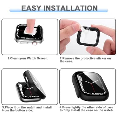 6 Pack Hard PC Case with Tempered Glass Screen Protector 44mm for Apple Watch SE 3/SE(2nd) Series 6/SE/5/4,Rontion Ultra-Thin Scratch Resistant Full Protective Bumper Cover for iWatch 44mm Accessorie - Image 6