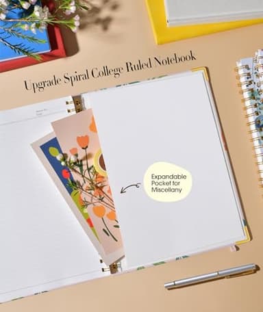 Cute Spiral Notebook Journal for Women, 200 Pages Lined Notebooks 8.5” x 11”, A4 Large Hardcover Spiral Journals with 100 GSM Thick Paper, College Ruled Notebook for Writing Work School, Orange Floral - Image 5