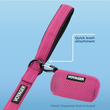 Voyager Reflective Dog Leash with Neoprene Handle, 5ft Long, Supports Small, Medium, and Large Breed Puppies, Cute and Heavy Duty for Walking, Running, and Training - Fuchsia (Leash), S - Image 3