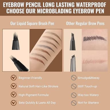 iMethod Eyebrow Pen - Eyebrow Pencil,2-in-1 Eyeliner Dual-Ended Microblading Eyebrow Pencil Long Lasting Waterproof Hair-Like Brow Pencil,with Eyebrow Brush,Eyebrow Pencils for Women,DarkBrown - Image 4