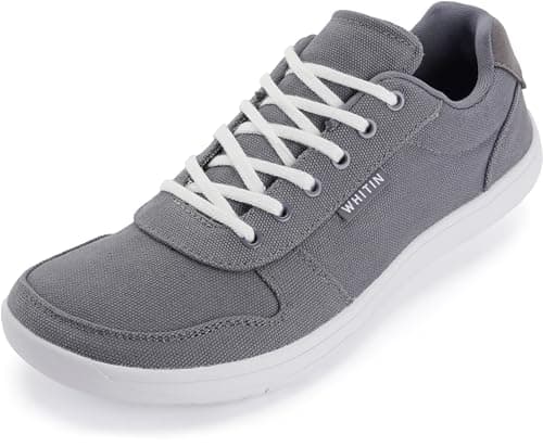 WHITIN Extra Wide Toe Box Barefoot Sneakers for Men Minimalist Minimus Zero Drop Sole Shoes Size 12 Width Fit 12W Gym Walking Grey White 46 - Image 1