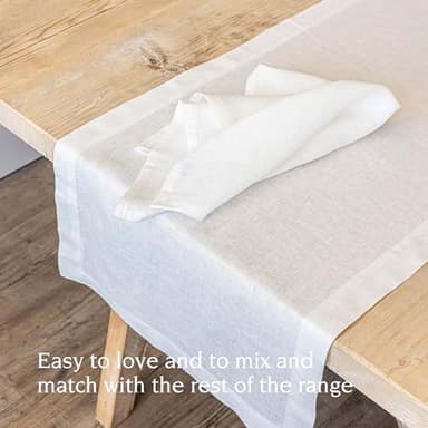 over&back 18x108 Washed 100% Linen Table Runner - Washable Table Runners for a Custom Home Decor Tablescape - Perfect for Coffee Table, Dinner Table, Living Room, and More - Ivory - Image 3
