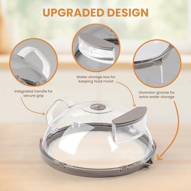 Gracenal Microwave Splatter Cover for Food, Upgraded Microwave Cover with Water Steamer, Integrated Handle, 10” Plate Covers, Splatter Guard, Kitchen Gadgets & Accessories, House Essentials for Gift - Image 3