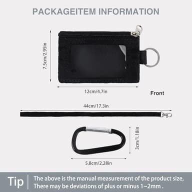 MASAPHlL Small Lanyard Wallet for Women/Men with RFID Blocking ID Card Wallet, Minimalist Nylon Zipper Pouch, Travel Neck Wallet with Keychain, ID Window for Card,Coin,Cash (Black) - Image 6