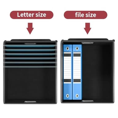 Huolewa Upgraded File Storage Organizer Box with lid, Decorative Small File Oragnizer Box for Hanging File, Linen Filing Box Cabinet with Plastic Slides for Office/Decor/Home Organization - Image 3