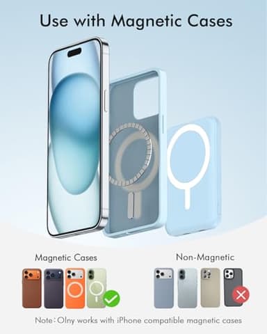 podoru for Magsafe Battery Pack, 5000mAh Magnetic Power Bank with Type-C Cable 20W PD Fast Charging Lighting Input Wireless Portable Charger for iPhone 17/16/15/14/13/12/ All Series-Sierra Blue - Image 2