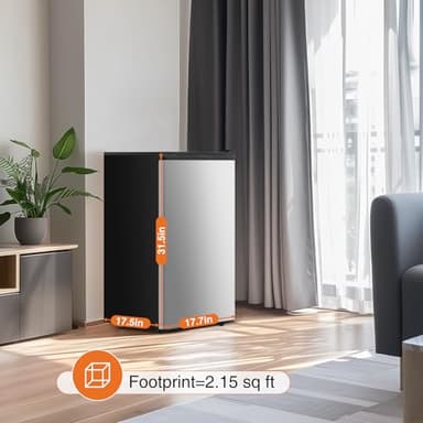 Sweetcrispy 3.2 Cu.Ft Mini Fridge with Freezer Small Refrigerator Single Door Adjustable Thermostat Energy-efficient Low Noise, Compact Fridge for Bedroom, Office, Dorm (Silver Door) - Image 4