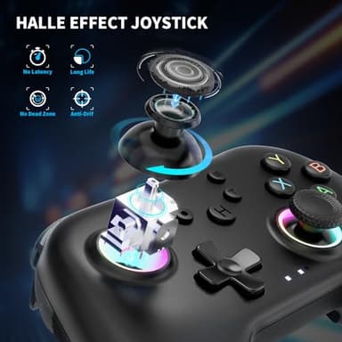 AceGamer Aurora Generation 2.4G Wireless Bluetooth Controller for Windows PC/Android/Switch/iOS/Steam Deck, Hall Joysticks and RGB Light- Upgraded PC Gaming Controller and Back Buttons Lock (Black) - Image 2