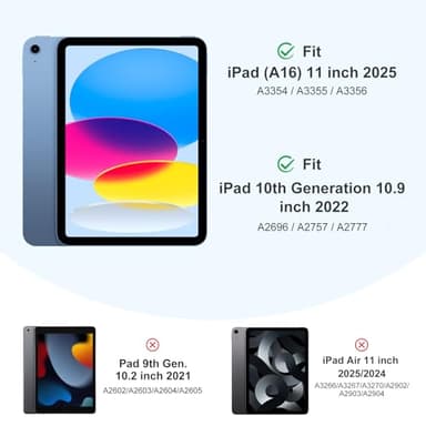 Akkerds Compatible with iPad (A16) 11th Generation Case 11 Inch 2025, for iPad 10th Generation Case 10.9 Inch 2022 with Pencil Holder, Slim Trifold Stand Protective Cover with Soft TPU Back, Pink - Image 3