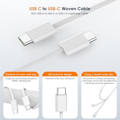 Charge for iPhone 16/15 Charger,Fast Charging iPhone 16/15 2Pack Type C Wall Charge Adapter USB C Charger Block 6FT USB-C to C Woven Cable for Apple iPhone 16 Pro Max/iPhone 15 Plus,iPad Pro/Air/Mini - Image 5